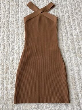Aritzia Babaton Sculpt Knit Mini Dress in Brown